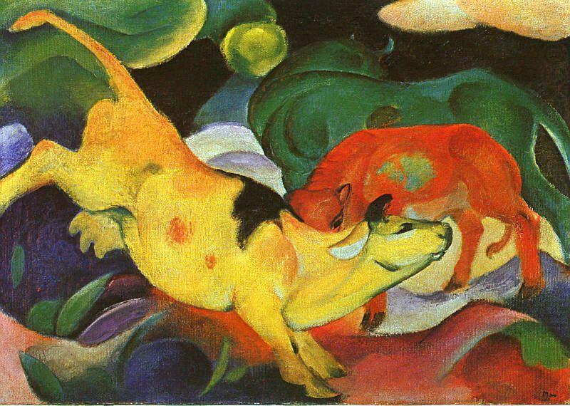 Cows, Yellow, Red, Green, Franz Marc